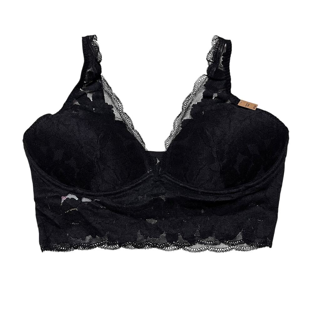 Victoria's Secret PINK Lace Lightly Lined Plunge Bralette Black Size Medium